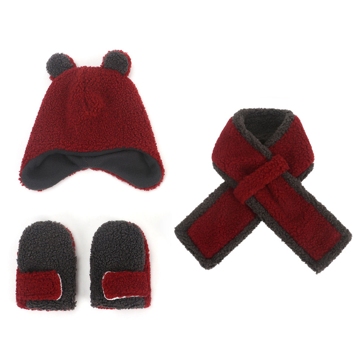 Gorro para bebé, guantes, bufanda, gorro cálido de invierno, bufanda, orejeras para bebé, bufanda con capucha