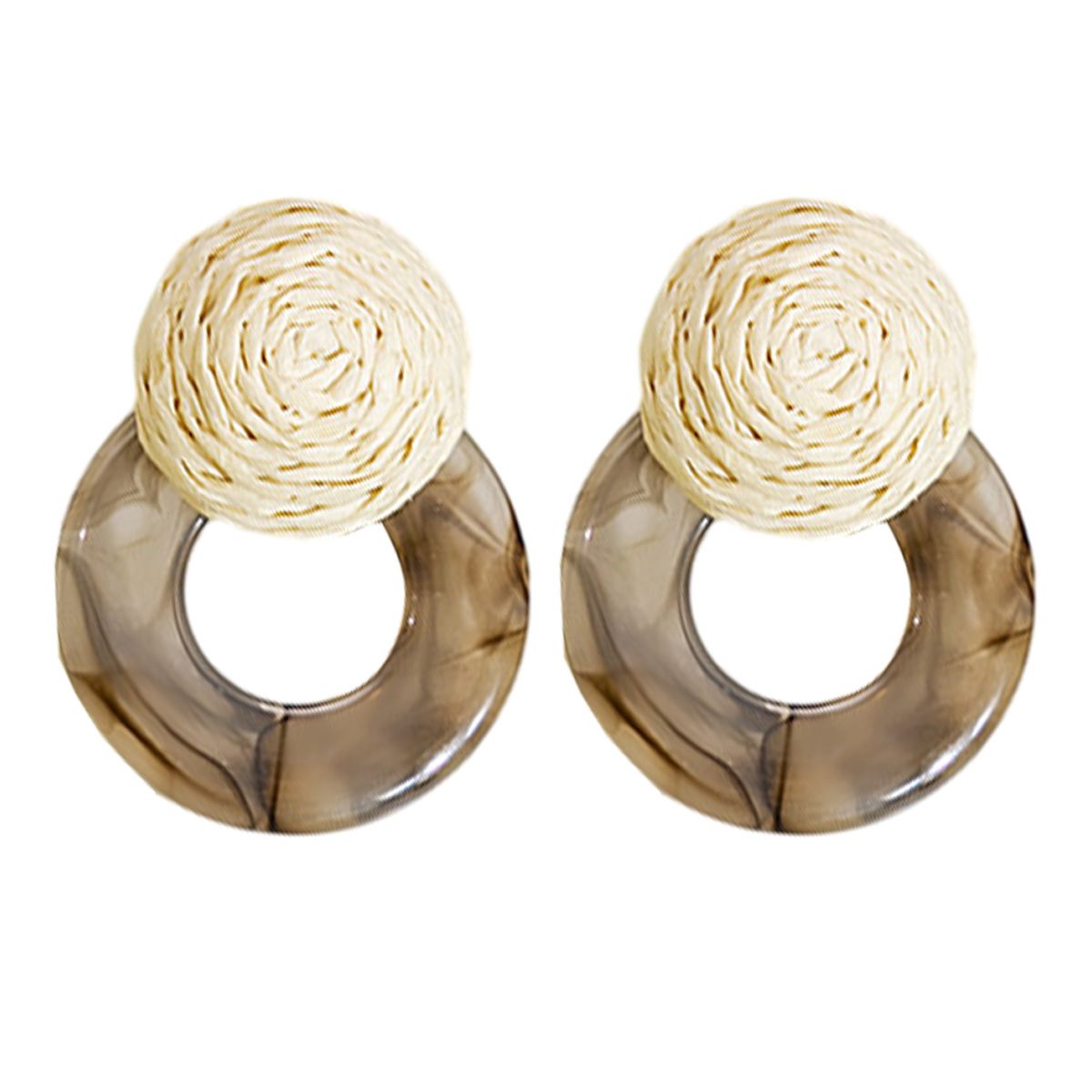 Pendientes tejidos de rafia, pendientes de resina Pendientes de ratán Pendientes de paja Pendientes colgantes de verano para mujeres adolescentes y niñas