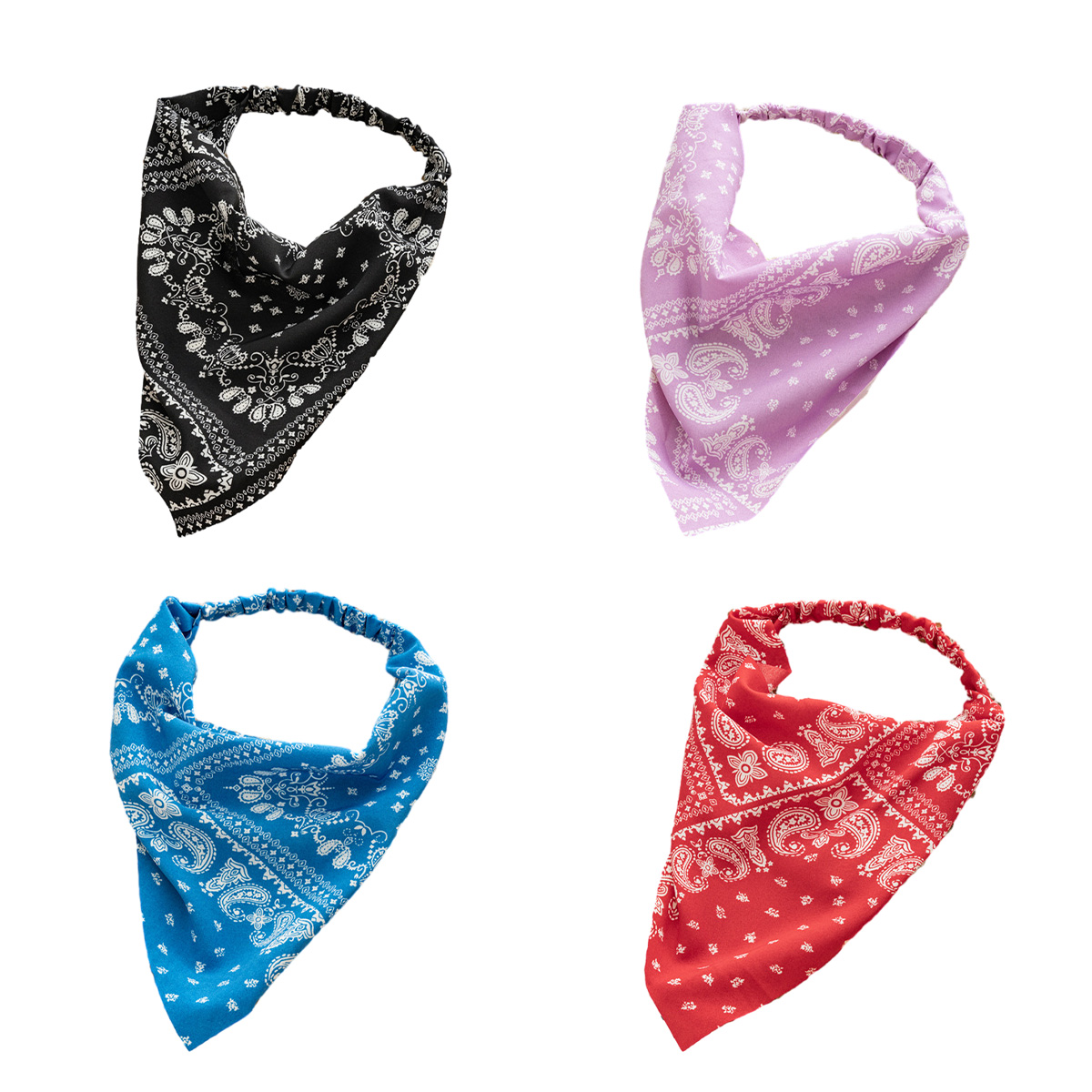 Pañuelo elástico para el pelo, pañuelo vintage estampado, pañuelo para la cabeza, pañuelo para la cabeza, pañuelo triangular