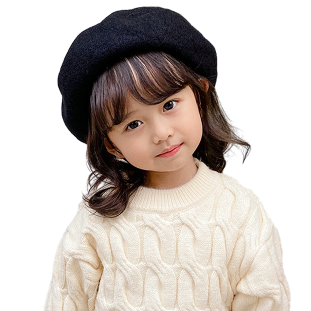 Boinas clásicas para bebés y niñas, gorro de artista sólido, boina de pintor cálida para niños pequeños, circunferencia de la cabeza de 48-53 cm para 2-8 años
