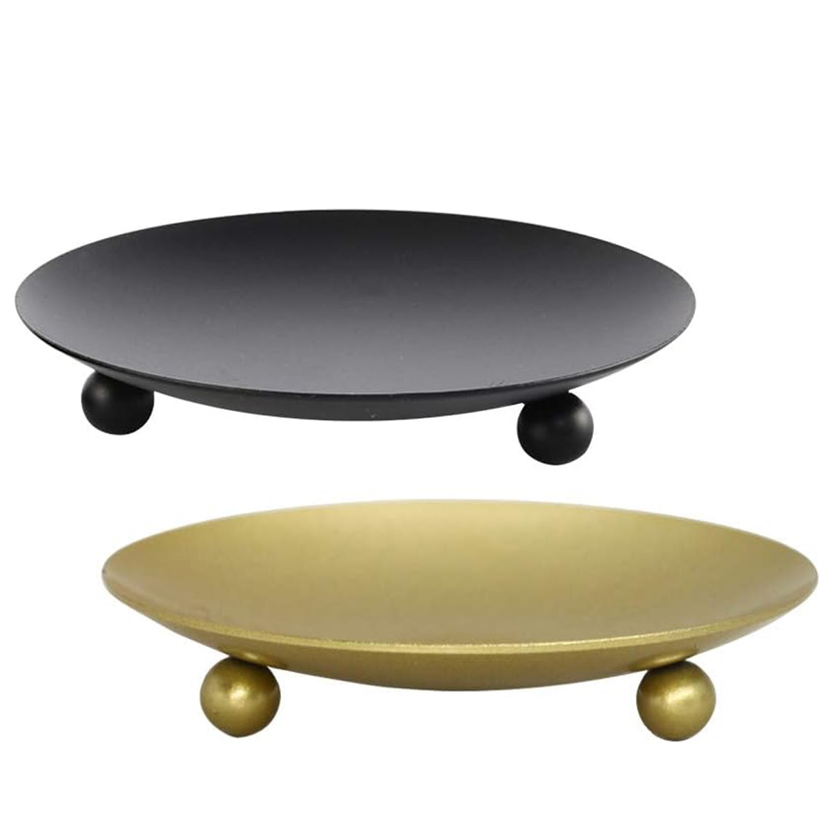 2 juegos de portavelas de placa de hierro, plato decorativo de vela de hierro, soporte de vela de Pedestal, platos de candelabro para velas